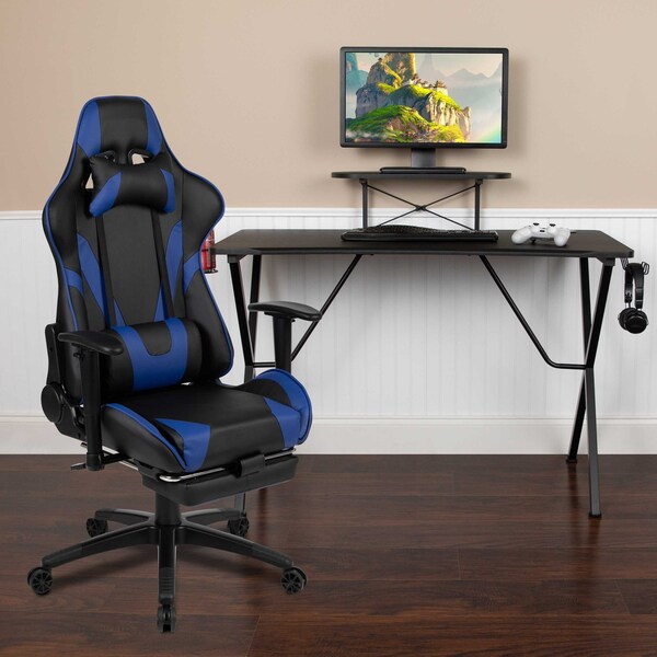 Flash Furniture Black Gaming Desk-Cup Holder/Reclining Chair Set BLN-X30RSG1031-BL-GG - main